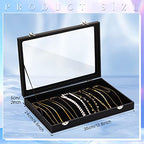 Kenning 2 Pieces Glass Lid Necklace Organizer Box 20 Hooks Necklace Tray Jewelry Holder Organizer Velvet Necklaces Holder Storage Display Case for Show Bracelet