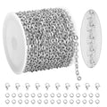 KYUNHOO 5 Meters Flat Circle Chain Roll Silver Jewelry Chains for Making Jewelry Stainless Steel Chain Bulk Thin Cable Chains Sunflower Texture Chain for Crafts Making - color: Oval Silver