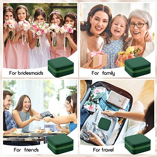Taiyin Travel Jewelry Case, Bridesmaid Gifts Mini Jewelry Organizer, PU Leather Portable Earring Box for Women Girls - color: Green