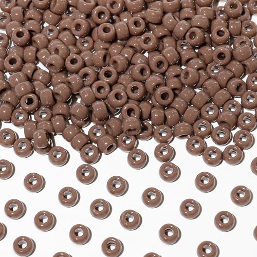 1000Pcs Multi-Colored Plastic Pony Beads Bulk for Craft,6 * 9mm Assorted Colors Hair Beads Black, red,Blue, White for Bracelets Making,Kandi Charms（Tan） - color: Tan, size: 1000PCS