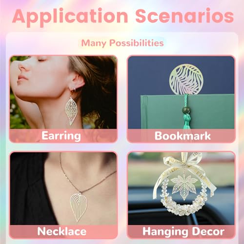 Dazzling Colorful Filigree Charms Hollow Out Multicolor Geometric Filigree Pendants for DIY Jewelry Making Earrings Necklaces Components - color: Leaf