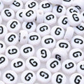 Amaney 100pcs G Letter Beads 7x4mm White Round Acrylic Black Alphabet for Bracelet Jewelry Making - color: G