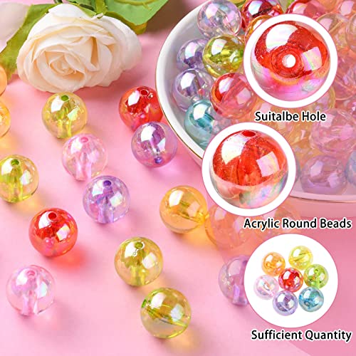 DanLingJewelry 100Pcs 20mm Acrylic Crystal Round Spacer Beads AB Color Acrylic Crafts Beads for Necklace Bracelet Jewelry Making - color: 100pcs - 6mm Round