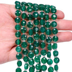 8×5mm Green Agate Natural Stone Beads for Jewelry Making About 35-40pcs 1 Strand 15" Drilled Flat Faceted Cabochon Gemstone Beads for Bracelets Necklace DIY Crafts - color: Green Agate