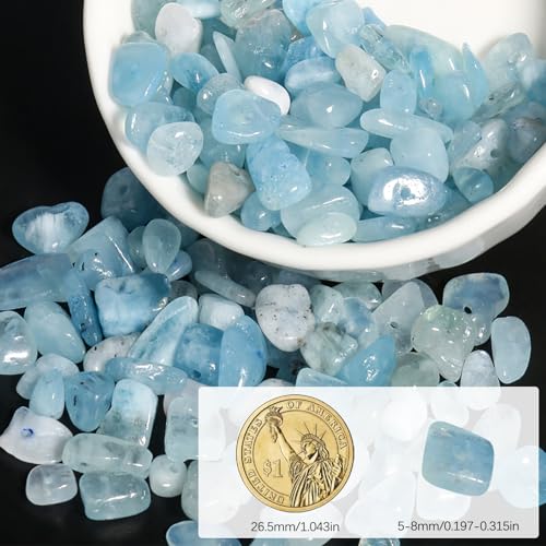30in Aquamarine Natural Chip Stone Beads 5-8mm About 230pcs, Irregular Drilled Sky Blue Bead for Bracelets Jewelry Making Supplies for Adults, DIY Crafts. - color: Aquamarine