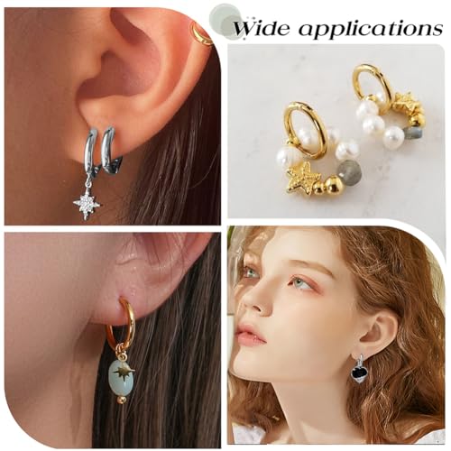 SUNNYCLUE 1 Box 24Pcs 2 Colors Real 18K Gold Plated Gold Silver Huggie Earrings Stainless Steel Huggie Hoops Bulk Leverbacks Findings Metal Round Ear Hoops for Jewelry Making DIY Crafts Women Supplies - style: Chic