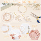 BENECREAT 65ft 24 Gauge Real 14K Gold Plated Wire, Golden Copper Beading Wire for Bracelet Necklace Charm Beading Jewelry Making Findings - size: 24 Gauge