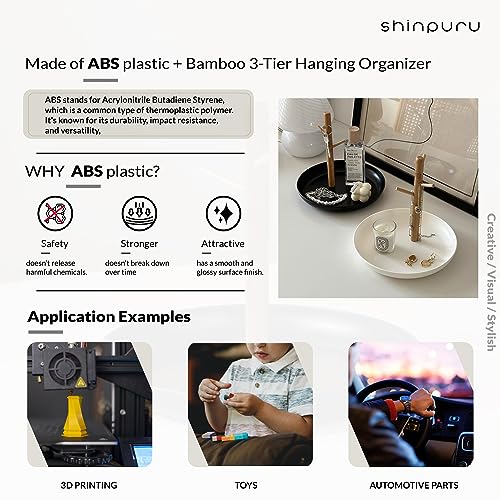 Shinpuru Key Tray & Key Bowl, Jewelry Tray with Wood 3-Tier Hanging Organizer - Multi-Functional Entryway Tray, Perfect for Key Bowl, Ring Holder, Jewelry Dish Organize (Black Square) - color: Black Square