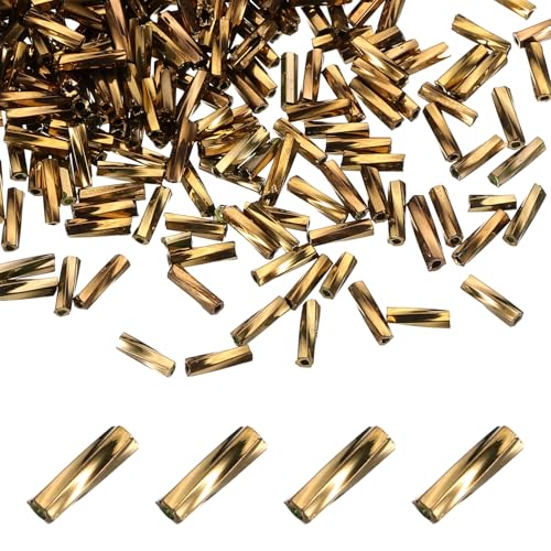uxcell 1500Pcs Glass Bugle Seed Beads, 6x2mm Mini Long Tube Seed Beads Tube Loose Glass Seed Spacer Bead for DIY Earring Bracelets Necklace Jewelry Making Embroidery, Coffee - color: Coffee