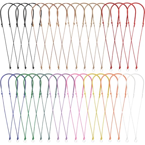 32pcs Handmade Craft Choker Necklace Cord for Pendant Adjustable Knotted with Metal Ring for Jewelry Making (Multicolour) - color: Multicolour