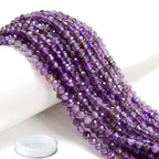 AD Beads Natural Gemstone Diamond-Cut Micro-Faceted Round Small-Size Tiny 4mm Small Round for DIY Necklace Jewelry Making Beads (Amethyst) - color: Amethyst