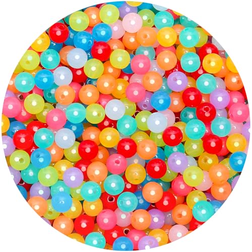 BONNY BOXX 1000PCs 6MM Jelly Deep Mix Colors Round Beads, Smooth Transparent Acrylic Balls, Plastic Resin Gumball Bubblegum Chunky Beads for Necklace & Bracelet Making, Crafting Supplies - color: Jelly Deep Mix Colors, size: 6MM