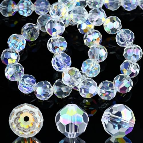 Dowarm 200 Pieces Round Crystal Glass Beads for Jewelry Making, 4MM Rondelle Crystal Beads for Crafts Wine Charms Wind Chimes Suncatchers, 5000 Round Crystal Spacer Beads (Crystal AB) - color: 01-Crystal AB, size: 4MM