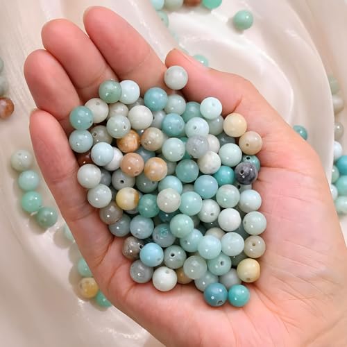 HAAMIIQII 8mm Natural Blue Amazonite Beads Round Gemstone Loose Beads for Jewelry Making 2 Strands (92-96pcs) - color: Blue Amazonite, size: 8mm (92-96pcs)