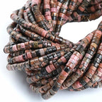 150pcs 2x4mm Natural Black Lace Rhodonite Tube Shape Beads Loose Flat Round Cylinder Flat Spacer Stone Beads for Bracelet Earrings Jewelry Making - color: Black Lace Rhodonite, size: 2x4mm Tube shape