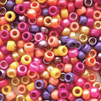 Tropical Sunset Mix Plastic Pony Beads, Made in The USA, 6 x 9mm, 700 Beads, Bulk Large Hole Beads for Jewelry Making, Banners, Concert Festival Bracelets, Necklaces, Art & Fashion