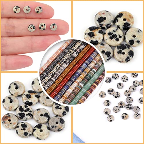 GEM-Inside 2x6mm Natural Dalmatian Dalmation Jasper Stone Heishi Disc Rondelle Spacer Beads for Jewelry Making Full 15" Strand Energy Stone Healing Power Crystal Crystal - color: Dalmation Jasper