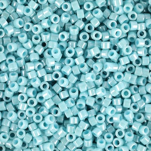 Miyuki Delica Seed Beads – Size 11/0 (1.6 mm), DB0217, Opaque Light Aqua Luster, 7.2 g, Approx. 1440 Beads, Made in Japan - color: DB0217 - Opaque Light Aqua Luster