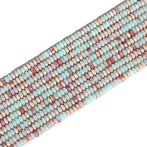 BEADIA Natural Shoushan Disk Stone Beads 4x2mm 160pcs Rondelle Loose Semi Gemstone Beads for Jewelry Making Design - color: Shoushan