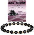 QOGIR 14k gold Handmade Healing Bracelet, Natural Gem Stone Crystal Elastic Gold Bracelet - color: Black Tourmaline - Psychic Protection, size: 6m