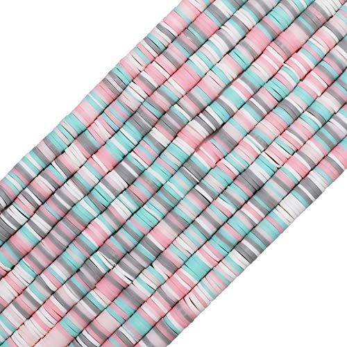 COIRIS 3400Pcs Mixcolor Vinyl Heishi Beads Environmental Handmade Polymer 6mm Clay Spacer Beads for Surfer Chocker Necklace Bracelet Earrings Jewelry Making(RT-A09Mix) - color: A09, size: 6mm