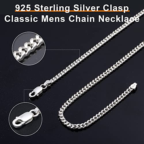 OCHCOH 925 Sterling Silver Clasp 3mm3.5mm4mm5mm7mm Cuban Link Chain Necklace for Men Diamond Cut Silver Chain Necklace for Women 16 18 20 22 24 26 28 30 Inch - size: 30 Inch, style: 3mm