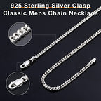 OCHCOH 925 Sterling Silver Clasp 3mm3.5mm4mm5mm7mm Cuban Link Chain Necklace for Men Diamond Cut Silver Chain Necklace for Women 16 18 20 22 24 26 28 30 Inch - size: 30 Inch, style: 3mm