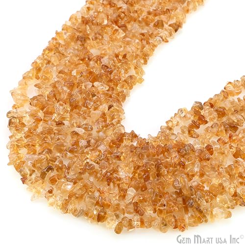 GM GemMartUSA Citrine Natural Raw Chip Beads Strands | Semi-Precious | AAA+ Quality 1 Strand 34” | DIY Bracelet Jewelry Making, Healing Crystal Craft| 4-6mm - Yellow-Color Gemstones (CHCI-70001) - color: Citrine (CHCI-70001)