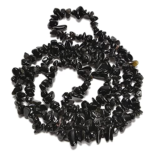 7-8mm Natural Black Obsidian Gemstone Chips Loose Beads Semi Precious for Jewelry Making DIY Handmade Craft Supplies 1 Strand per Bag Approxi 34" - color: Black Obsidian Chips