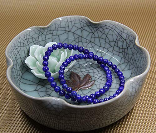 Angelstones Handmade Natural Healing Gemstone 6mm Round Beads Stretch Crystal Bracelet 7 Inch Unisex - color: Lapis Lazuli