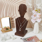 PH PandaHall Wooden Mannequin Jewelry Stand Portable Bust Shaped Necklace Display Stand Organizer Wood Earring Jewelry Display for Vendors Earrings Multiple Necklaces, 5×4.3×11.5"