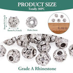 Craftdady 30Pcs 8mm Crystal Rhinestone Rondelle Spacer Beads Platinum Disco Ball Loose Beads for Jewelry Making Hole: 2mm… - color: Platinum-8mm