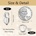 925 Sterling Silver Jewelry Making Lobster Claw 10mm, 23PCS Italian Rectangle Trigger Clasps with Open Jump Rings Set, Small Necklaces Bracelet Connector Clasp Supplies Silver Jewelry Finding Set - color: 23PcsB