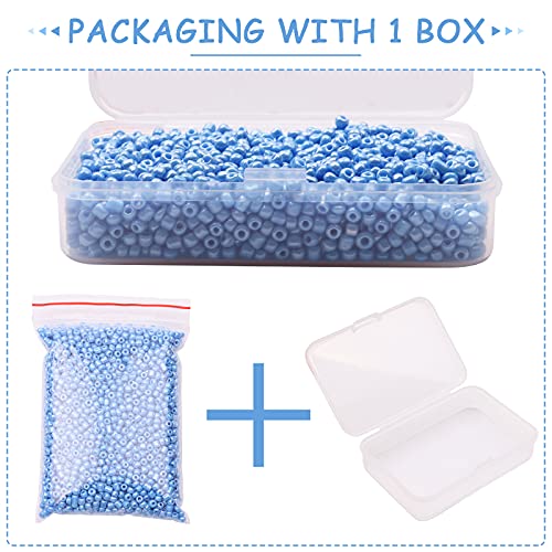 Size 2 mm 11/0 Glass Seed Beads, 10100 Pcs Small Mini Spacer Loose Pony Beads for Jewelry Making and DIY Crafts (Light Blue) - color: Light Blue, size: Small