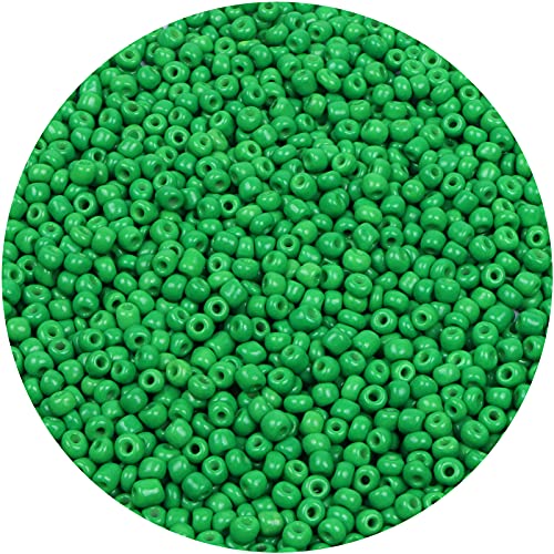 2200pcs Glass Seed Beads Bulk, 4mm 6/0 Pony Beads Bulk for Jewelry Making Mini Spacer Beads Loose Beads Craft Small Glass Seed Beads for DIY Bracelet Wrist (Green Color) - color: Green Color