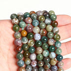60Pcs Natural Indian Agate Beads, 6mm Round Gemstone Loose Beads Strand (15") for Jewelry Making, DIY Necklace & Bracelet Supplies - color: 60 PC 6 MM