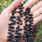 200pcs Czech 12mm Faceted Teardrop Briolette Crystal Glass Loose Beads Pendant Drop Spacer Bulk Jet Black for DIY Jewelry Making CCT2-23 - color: Jet black, size: 12x6mm - 200pcs