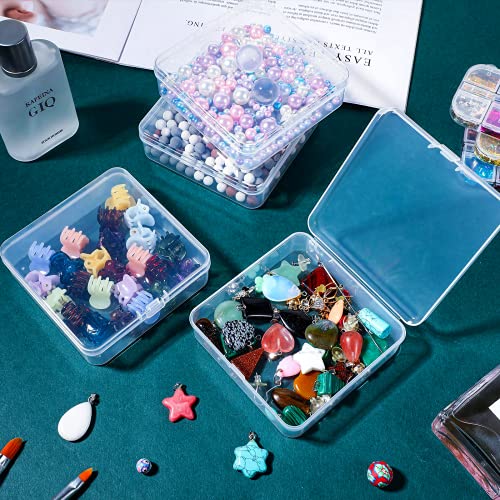 Jetec 6 Pieces Mini Plastic Clear Beads Storage Containers Box for Collecting Small Items, Beads, Jewelry, Business Cards, Game Pieces, Crafts (3.7 x 3.7 x 1.2 Inch) - size: 3.7 x 3.7 x 1.2 Inch
