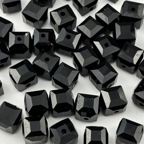 200pcs 4mm Cube Crystal Glass Beads for Jewelry Making Faceted Square Crystal Glass Bead Spacer Beads Loose Beads for Bracelet Earring Necklace DIY Craft(Black) - color: Black, size: 4mm