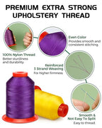 1000 Meters FIVEIZERO Extra Strong Upholstery Thread,Purple Bonded Nylon Thread for Denim Leather,Craft,Machine,DIY and Home (1 Pack) CJ - color: Purple