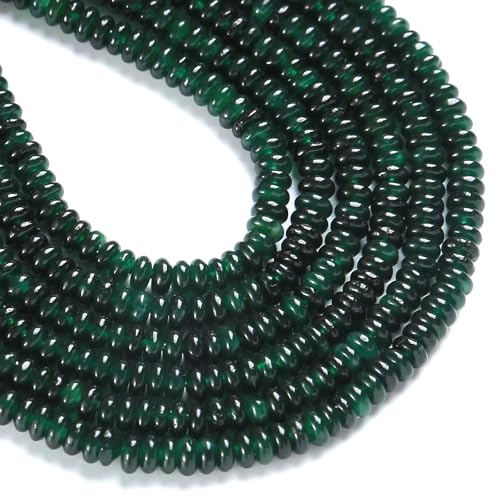 150PCS 2x4mm Natural Blackish Green Jade Stone Rondelle Beads Abacus Disk Stone Beads Round Loose Spacer Gemstone for DIY Bracelet Necklace Jewelry Making - color: Dark green Jade Stone, size: 2x4mm Abacus Disk