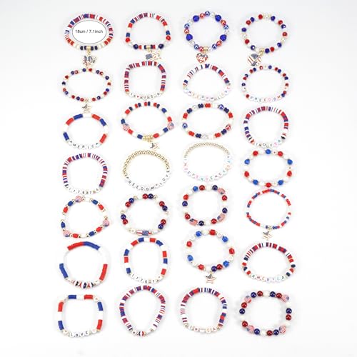 Twinfree Bohemia Beaded Bracelet for Women, Polymer Clay Stretch Bracelets - color: color 10