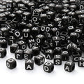 ToBeIT Acrylic Alphabet Letter A-Z Cube Beads 1000 pcs for Jewelry Making, Bracelets, Necklaces(6mm) (Black) - color: black