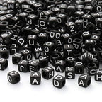 ToBeIT Acrylic Alphabet Letter A-Z Cube Beads 1000 pcs for Jewelry Making, Bracelets, Necklaces(6mm) (Black) - color: black