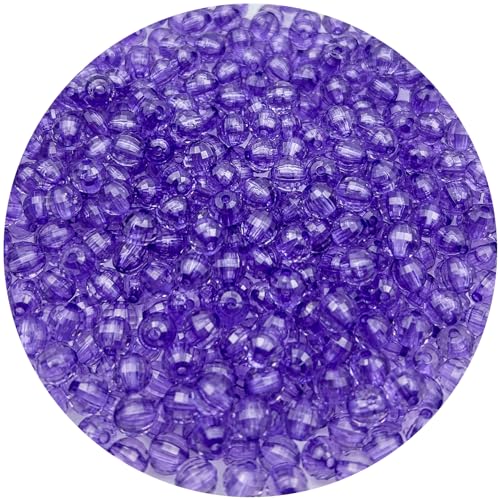 200PCS 10MM Round Crystal Acrylic Beads Crystal Faceted Beads Spacer Beads for DIY Crafts Jewelry Making, Bracelets Necklaces Wind Chimes Suncatchers Loose Gemstones(61-Purple) - color: 61-Purple, size: 10MM