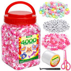 IOOLEEM Pink Solid & Glitter Bulk Pony Beads - 4000pc Kit for Friendship Bracelets & Jewelry Making, Easy Storage - color: Pink & Glitter