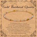 BONNY BOXX Natural Genuine Gemstone Faceted Round Beads Bracelets, 3mm Adjustable Stretchy Tiny Faceted Black Tourmaline Bracelet, Healing Crystal Reiki Chakra Dainty Jewelry Fashion Gifts - color: Gold Rutilated Quartz
