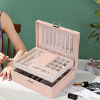 Jewelry Organizer Box Travel Jewelry Box Storage Organizer Case Earring Ring Necklace Box Large Travel Jewelry Case/PINK - color: Pink
