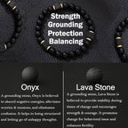Elastic Adjustable Mens Bracelet - 8mm Black Onyx & Lava Stone Beads Bracelets Jewelry Gift for Men, Beads Charm Bracelet with Elastic Cord, Birthday Gifts for Him Dad Husband