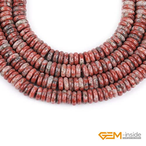 GEM-Inside 2x6mm Natural Mixed Red Jasper Gemstone Heishi Disc Rondelle Spacer Beads for Jewelry Making Full 15" Strand Energy Stone Healing Power Crystal - color: Mixed Red Jasper